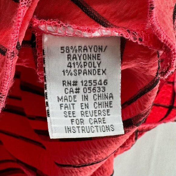 Habitat Top Womens Sz S Striped Patchwork Tunic 3/4 Sleeve Rayon Blend Red - Picture 11 of 11